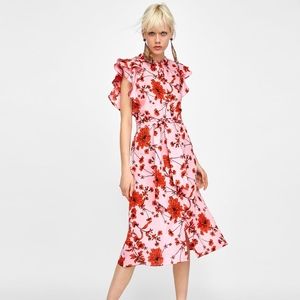 ⭐️Zara Floral Print Linen Tunic Dress | Large